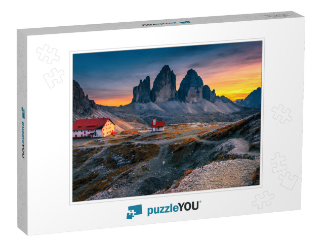 Picturesque Tre Cime Di Lavaredo Drei Zinnen Mountains wi... Jigsaw Puzzle