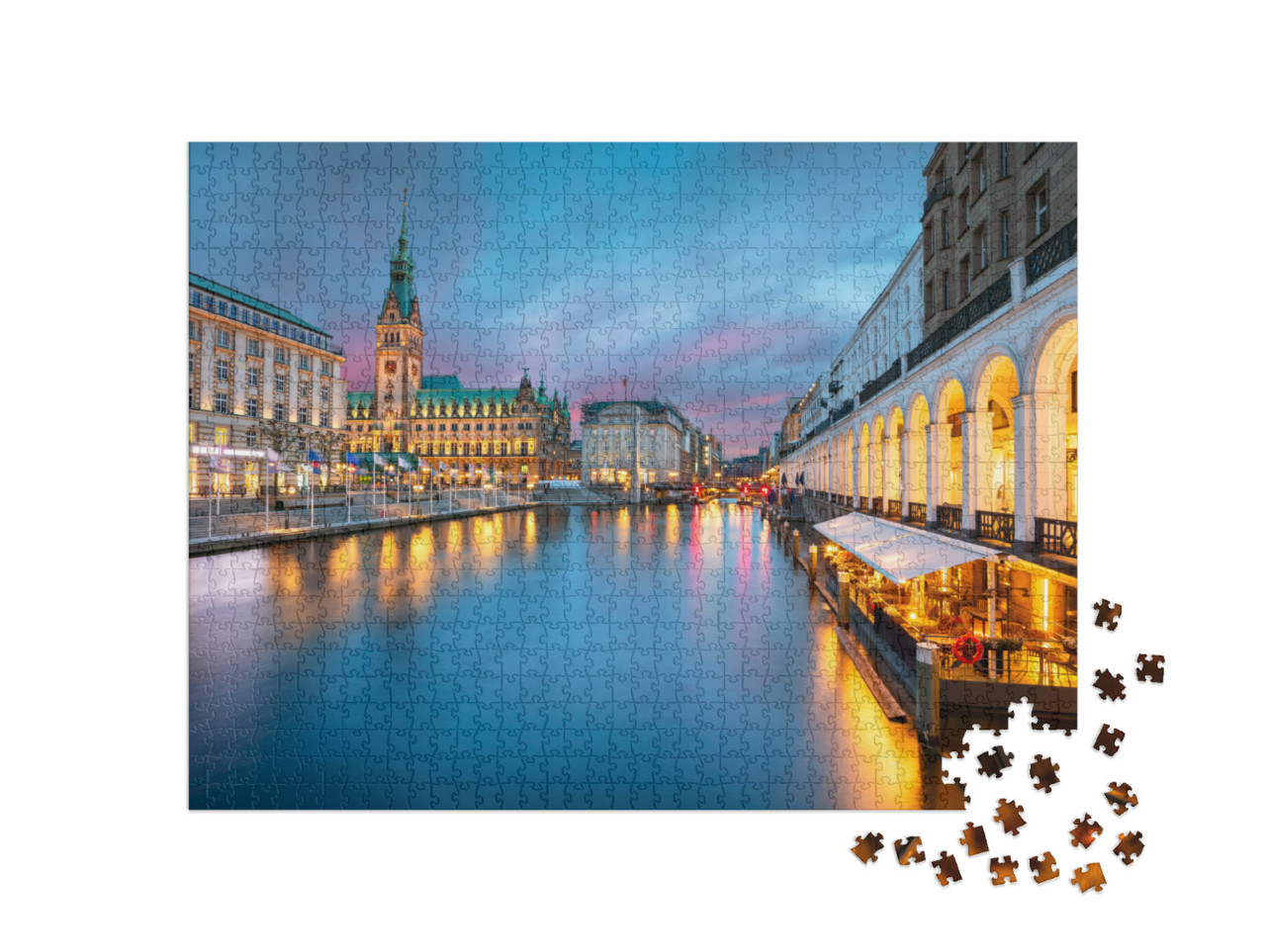 Hamburg, Germany. Cityscape Image of Hamburg Downtown wit... Jigsaw Puzzle with 1000 pieces