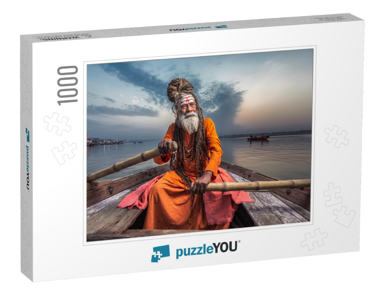 Portrait of Sadhu Baba Nondo Somendrah, Varanasi, India... Jigsaw Puzzle with 1000 pieces