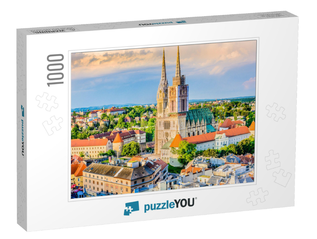 Aerial View on Cathedral in Zagreb City, Capital Town of... Jigsaw Puzzle with 1000 pieces