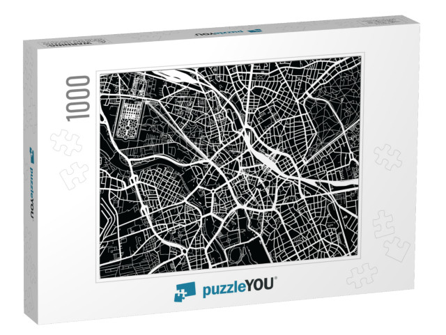 Urban Vector City Map of Hanover, Germany... Jigsaw Puzzle with 1000 pieces