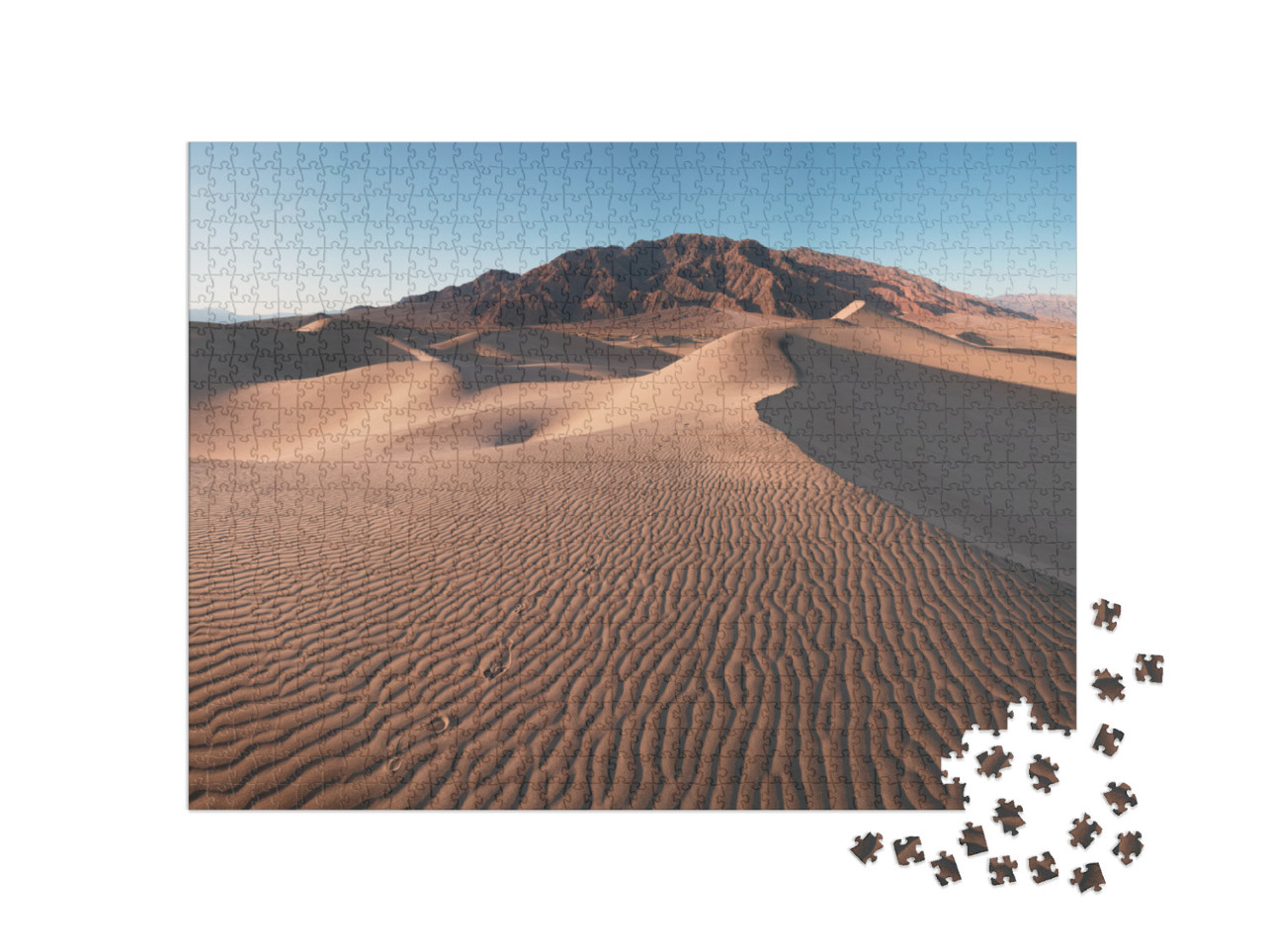 Early Morning Sunlight Over Sand Dunes & Mountains At Mes... Jigsaw Puzzle with 1000 pieces