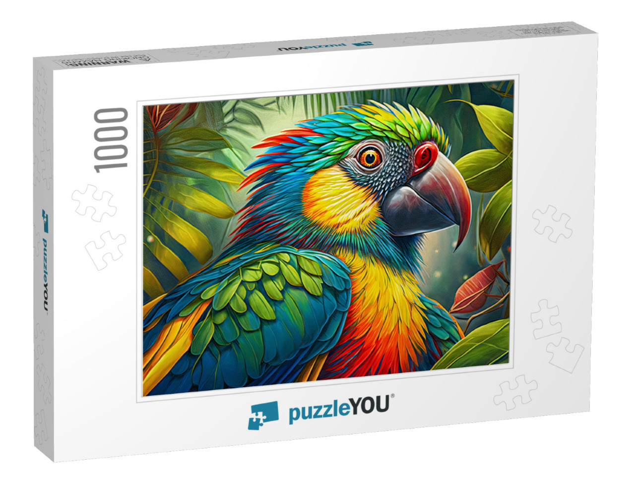 In the Jungle Forest a Lone Parrot Keeps Eye on Surroundings Jigsaw Puzzle with 1000 pieces