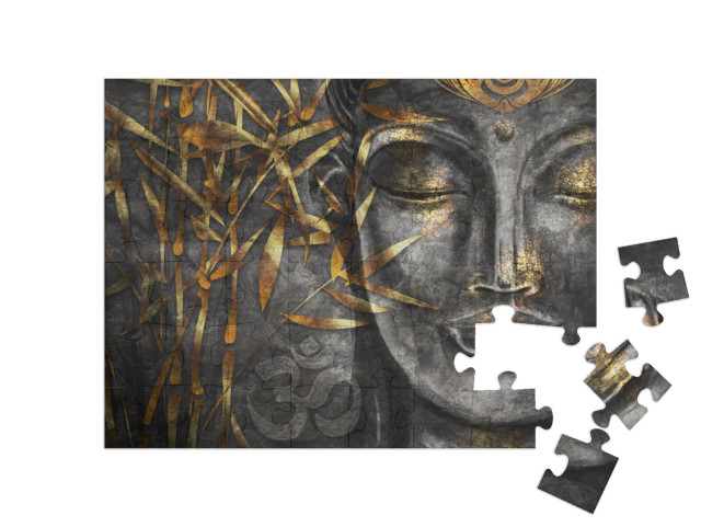 Bodhisattva Buddha - Digital Art Collage Combined with Wa... Jigsaw Puzzle with 48 pieces