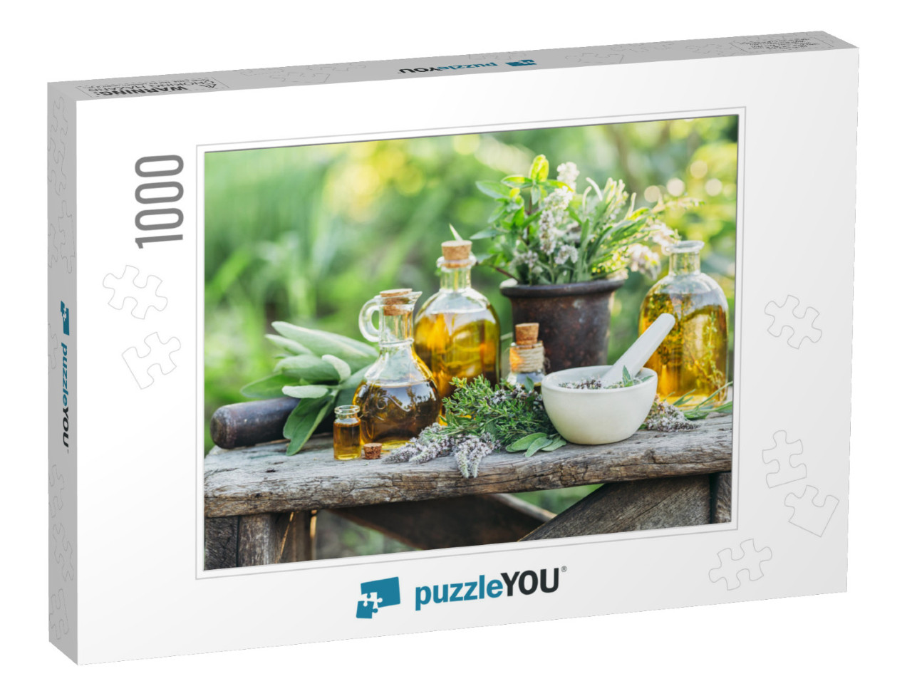 Fresh Herbs from the Garden & the Different Types of Oils... Jigsaw Puzzle with 1000 pieces