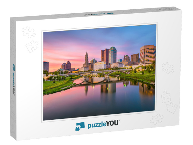 Columbus, Ohio, USA Skyline on the River At Dusk... Jigsaw Puzzle