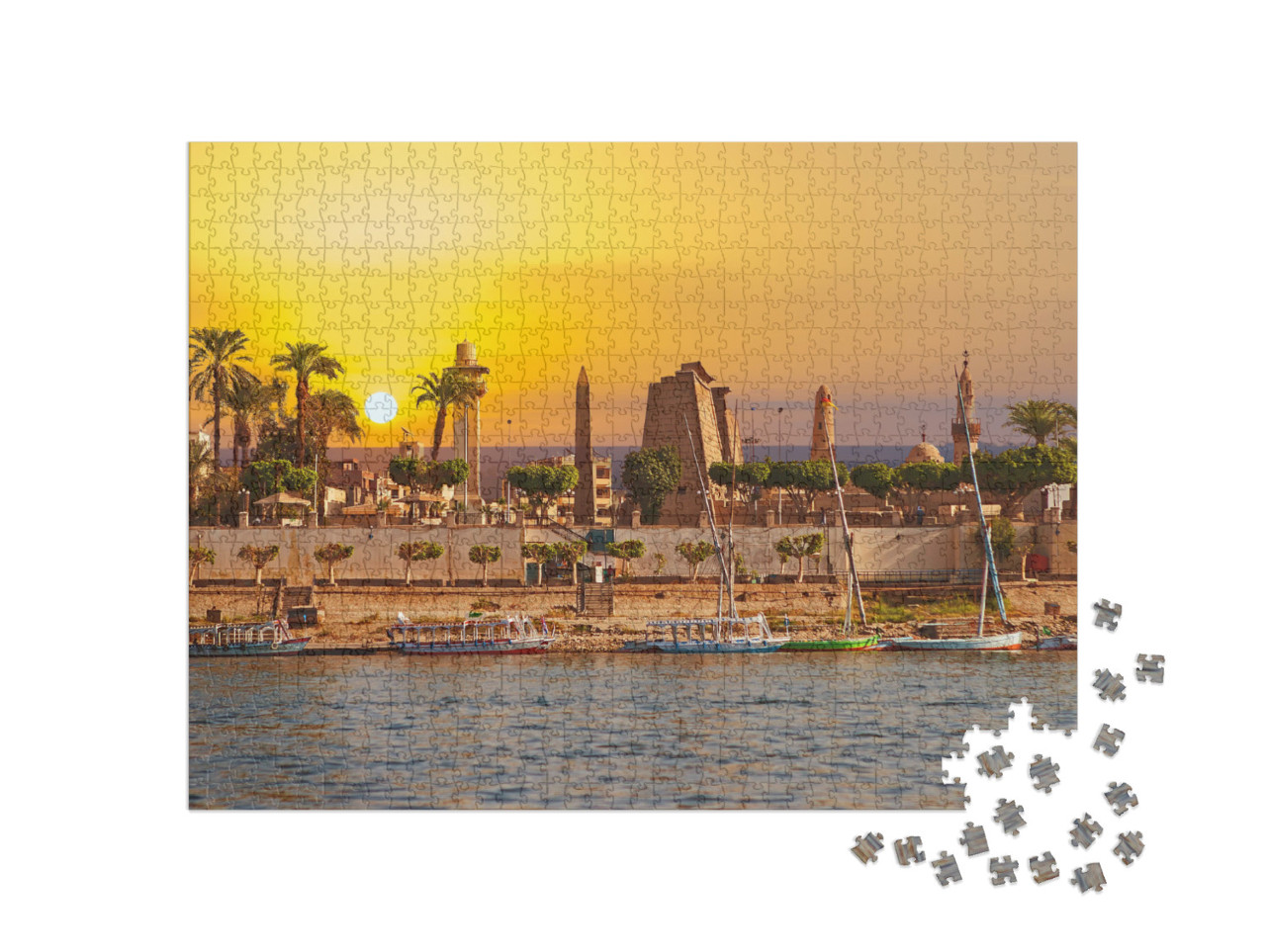 River Nile Luxor Egypt, Beautiful Yellow Sunny Background... Jigsaw Puzzle with 1000 pieces