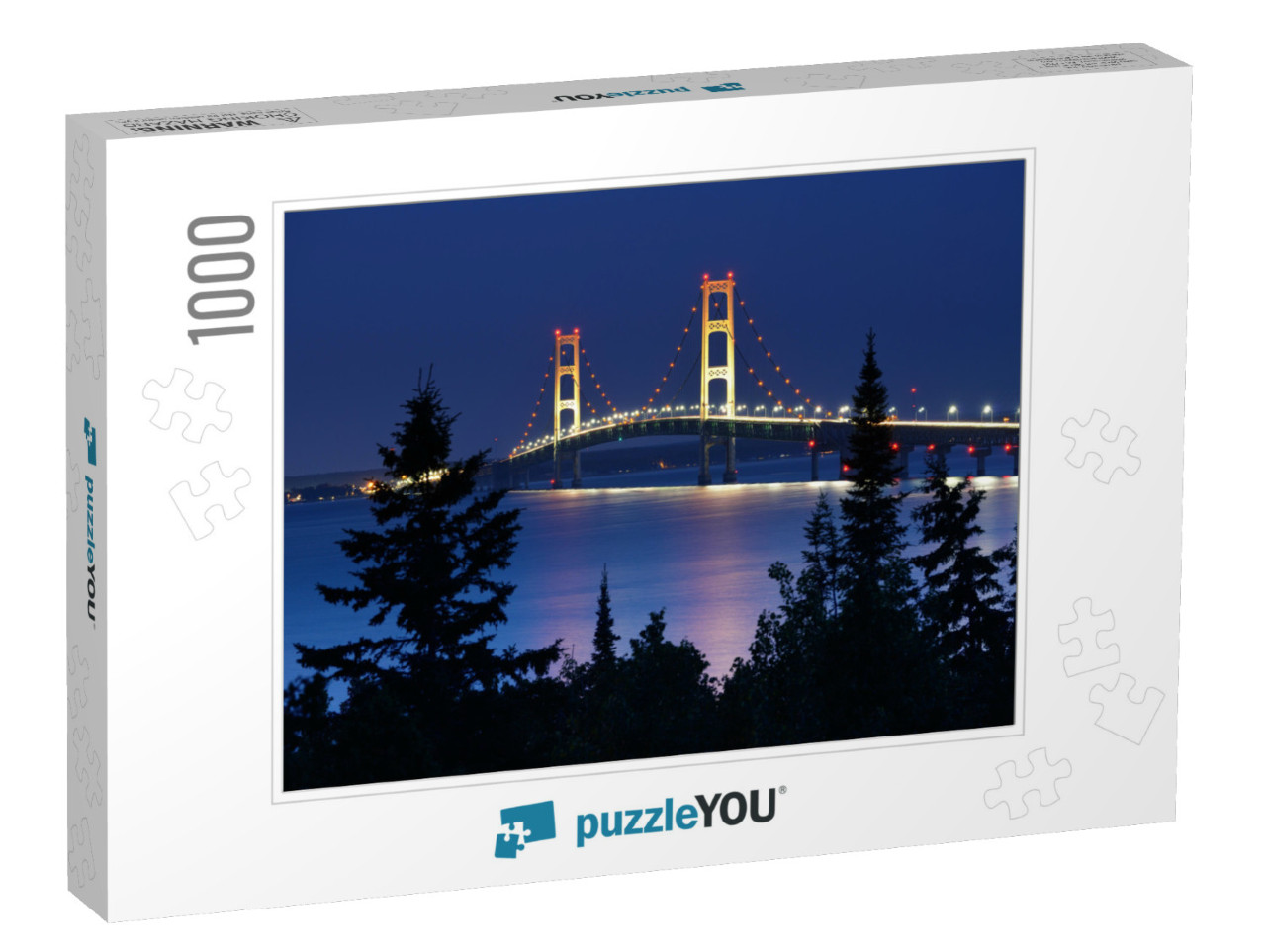 Mackinac Bridge Under Moonlight Taken from Straits State... Jigsaw Puzzle with 1000 pieces