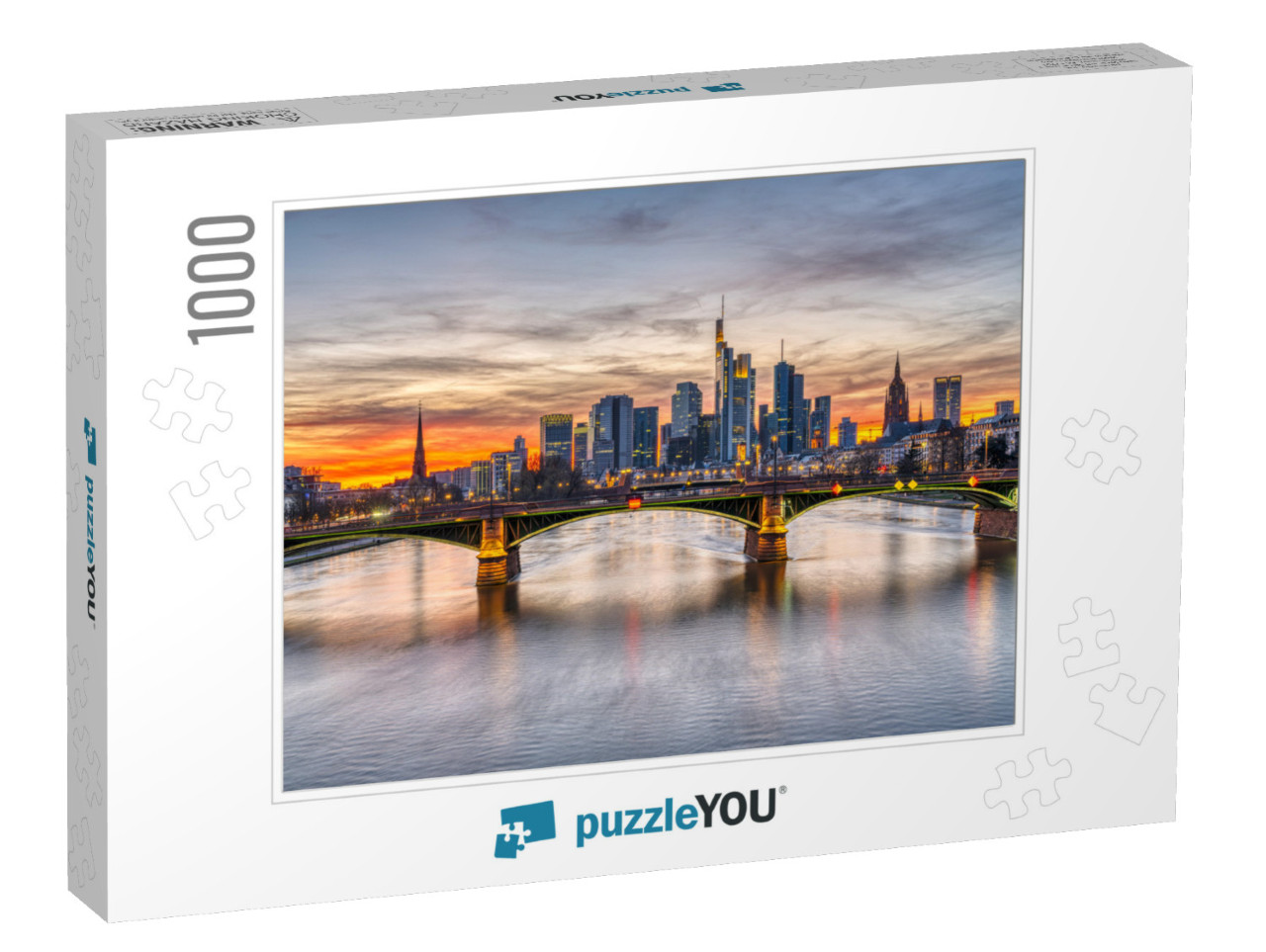 The Skyline of Frankfurt in Germany After Sunset... Jigsaw Puzzle with 1000 pieces