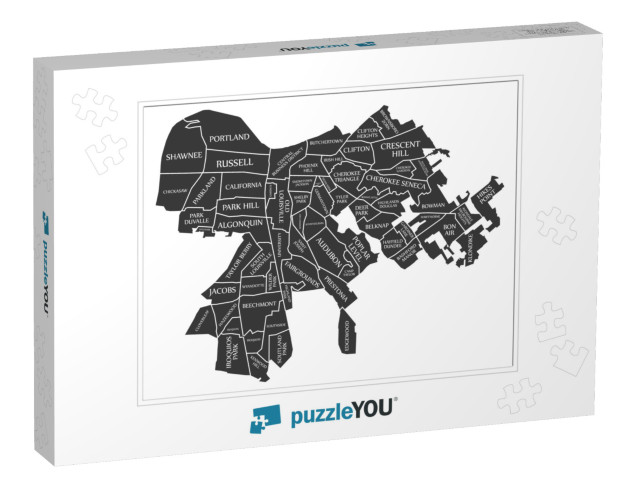 Louisville Kentucky City Map USA Labelled Black Illustrati... Jigsaw Puzzle