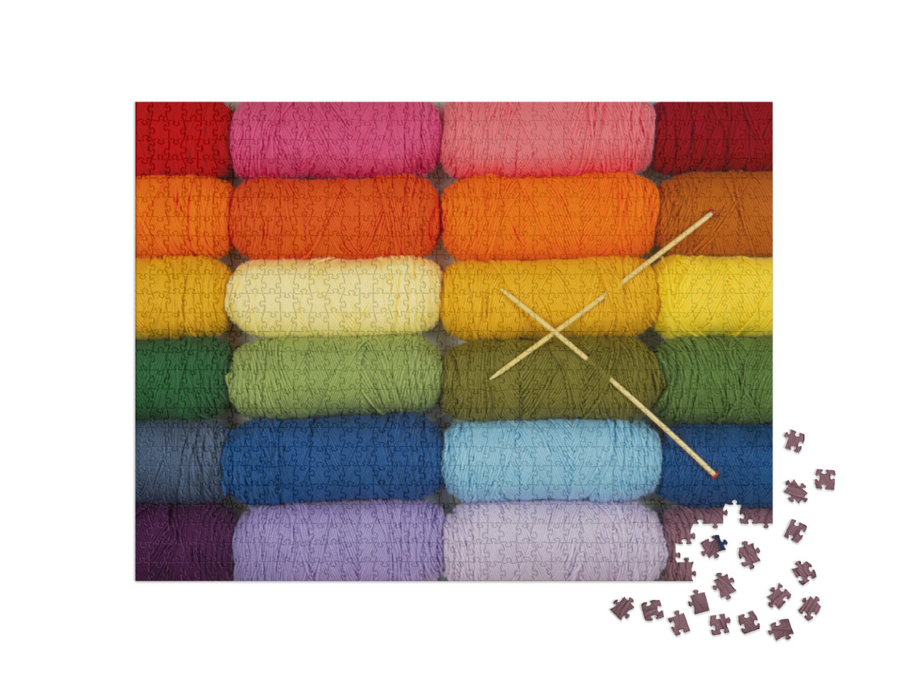 Colorful Yarn in Rainbow Rows Photo Collage Jigsaw Puzzle with 1000 pieces