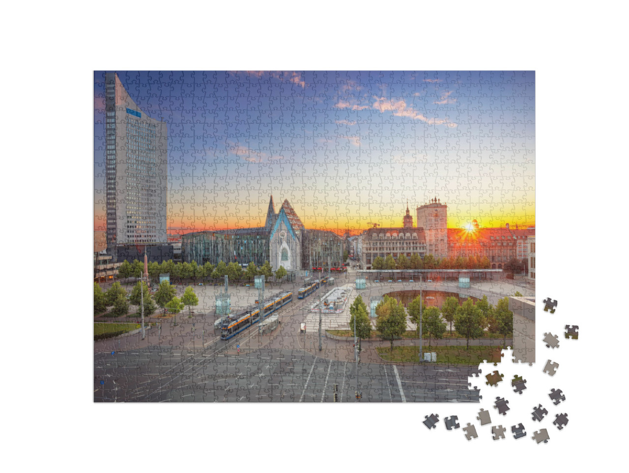 Leipzig, Germany. Cityscape Image of Leipzig Downtown Dur... Jigsaw Puzzle with 1000 pieces