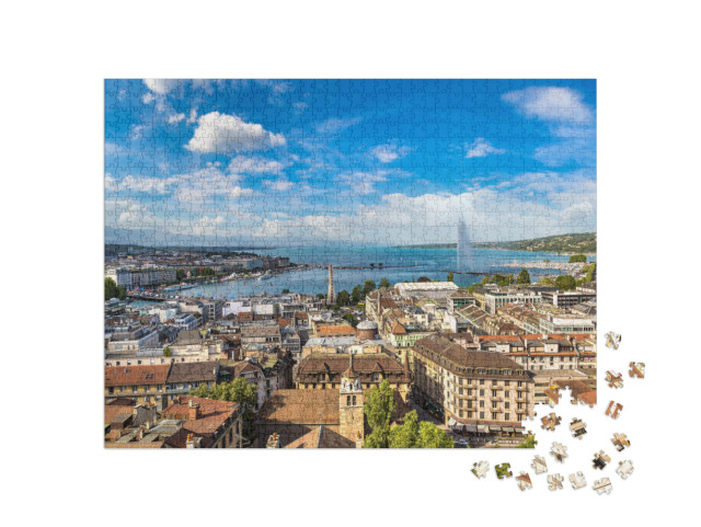 Panoramic Aerial View of Geneva in a Beautiful Summer Day... Jigsaw Puzzle with 1000 pieces