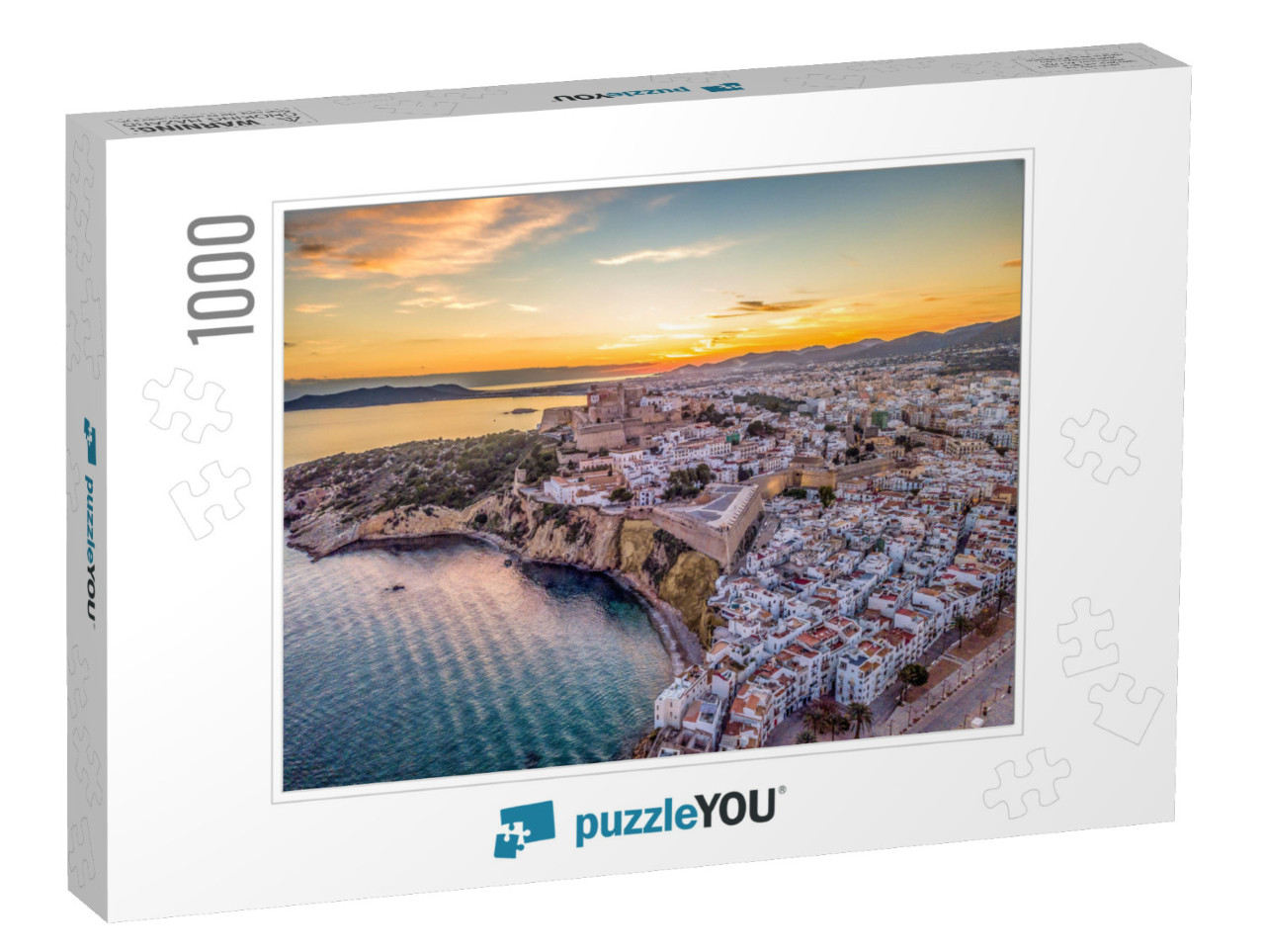 Aerial View of Stunning Sunset Over Ibiza Evissa During a... Jigsaw Puzzle with 1000 pieces