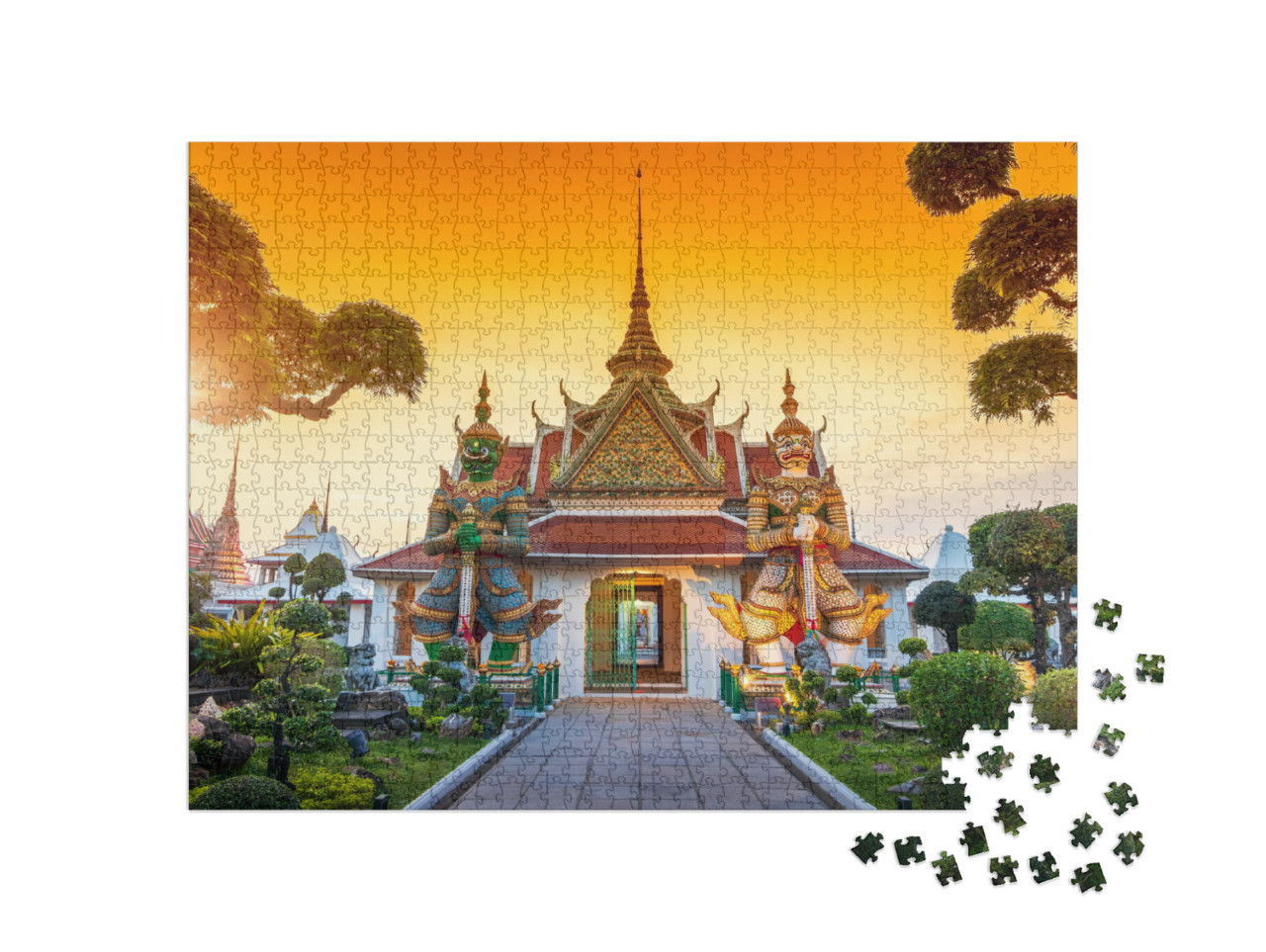 Giants Front of the Church At Wat Arun. Wat Arun is a Bud... Jigsaw Puzzle with 1000 pieces