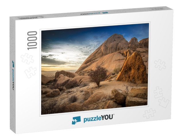 Sunset with Clouds Over Spitzkoppe, Namibia... Jigsaw Puzzle with 1000 pieces