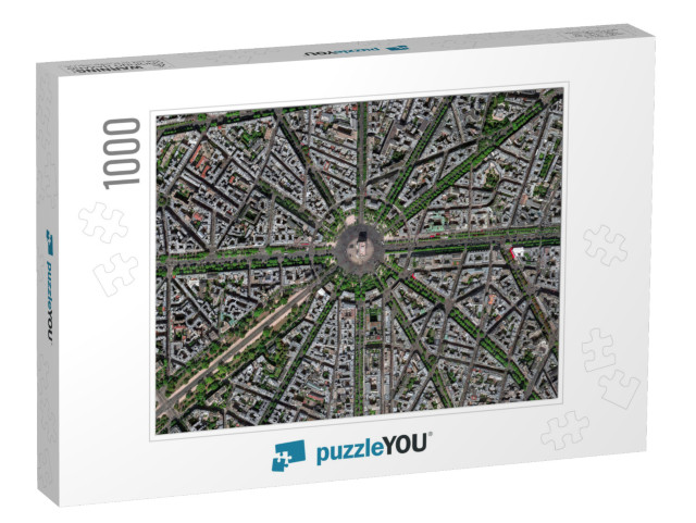 Champs Elysees Square & Avenue Aerial View... Jigsaw Puzzle with 1000 pieces