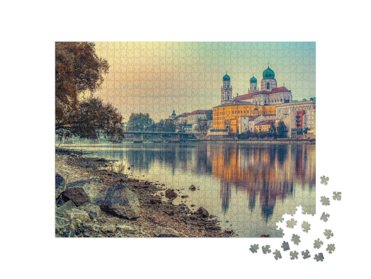 Passau At Autumn Evening. Passau is a Town in Lower Bavar... Jigsaw Puzzle with 1000 pieces