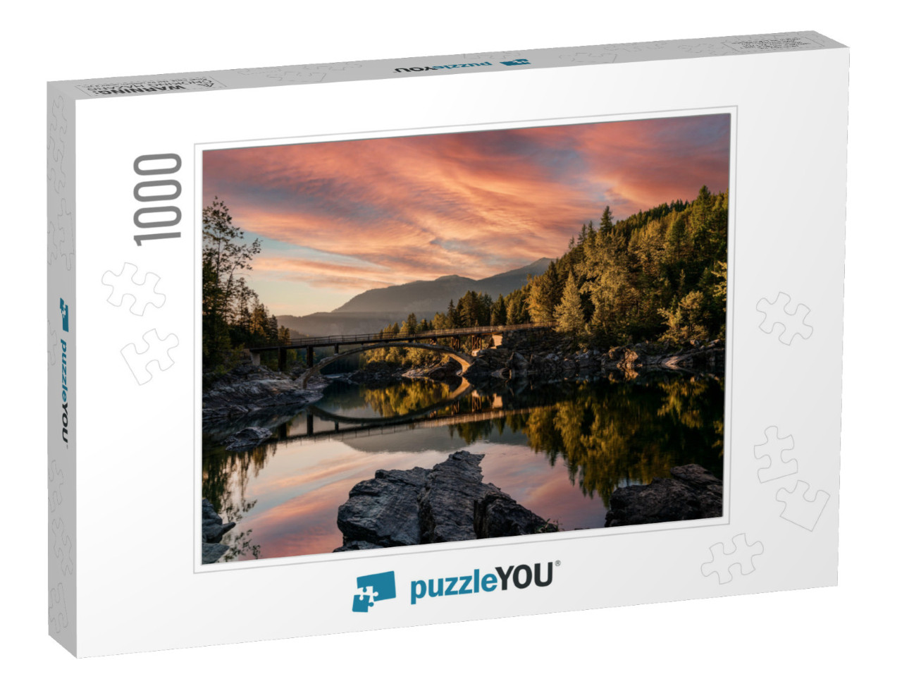 A Sunrise Across Belton Bridge Over Middle Fork Flathead... Jigsaw Puzzle with 1000 pieces