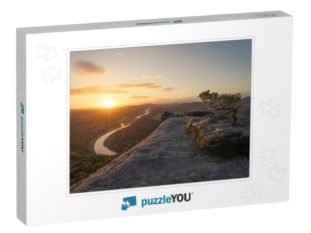 Epic Sunrise from the Mountain Lilienstein in Saxon Switz... Jigsaw Puzzle