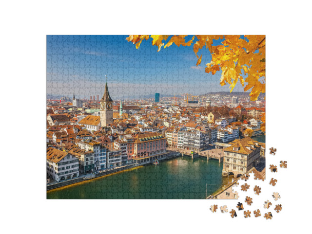 Downtown of Zurich At Sunny Day... Jigsaw Puzzle with 1000 pieces