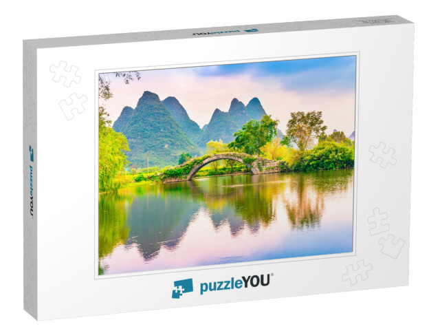 Landscape of Guilin, Ancient Bridge & Karst Mountains. Lo... Jigsaw Puzzle