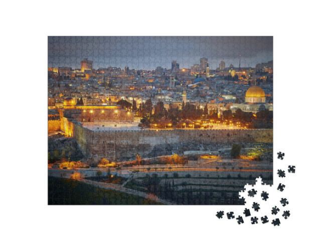 Evening View to Jerusalem Old City. Israel... Jigsaw Puzzle with 1000 pieces