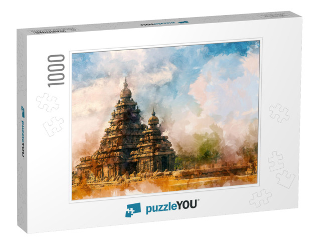 Seashore Temple At Mahabalipuram, Tamil Nadu, India... Jigsaw Puzzle with 1000 pieces