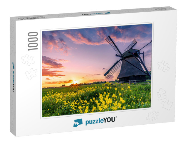 Water Scoop Mill in East Friesland North Germany, Traditi... Jigsaw Puzzle with 1000 pieces