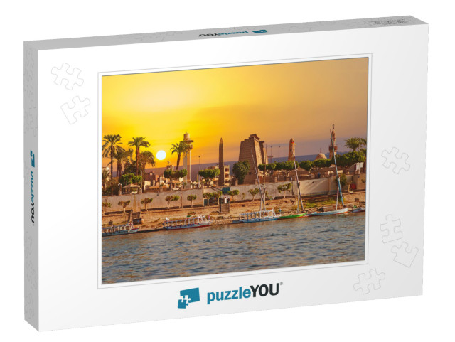 River Nile Luxor Egypt, Beautiful Yellow Sunny Background... Jigsaw Puzzle