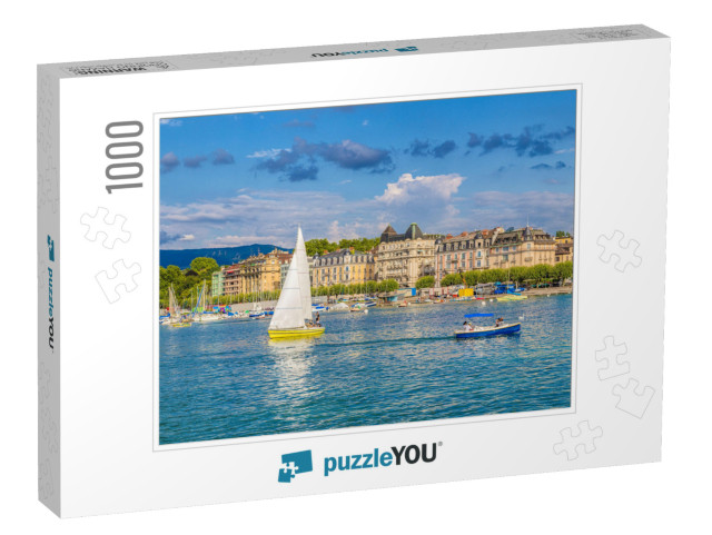 Beautiful View of the Historic City Center of Geneva with... Jigsaw Puzzle with 1000 pieces