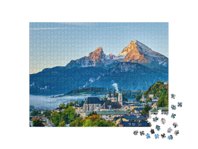 Mount Watzmann & the City of Berchtesgaden in the Bavaria... Jigsaw Puzzle with 1000 pieces