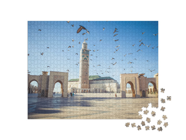 The Pigeons Soared Over the Area of the Mosque Hassan Ii... Jigsaw Puzzle with 1000 pieces