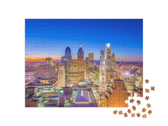 Philadelphia, Pennsylvania, USA Downtown City Skyline Roof... Jigsaw Puzzle with 1000 pieces