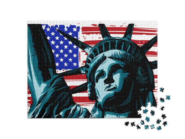 The American Liberty Statue Icon Vector Illustration... Jigsaw Puzzle with 1000 pieces