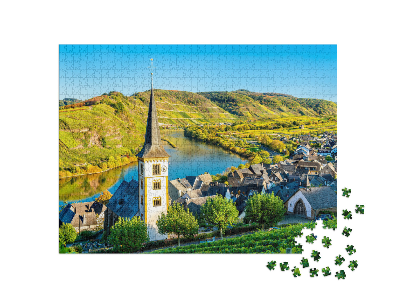 Saint Lawrence Church At the Bow of the Moselle River - B... Jigsaw Puzzle with 1000 pieces