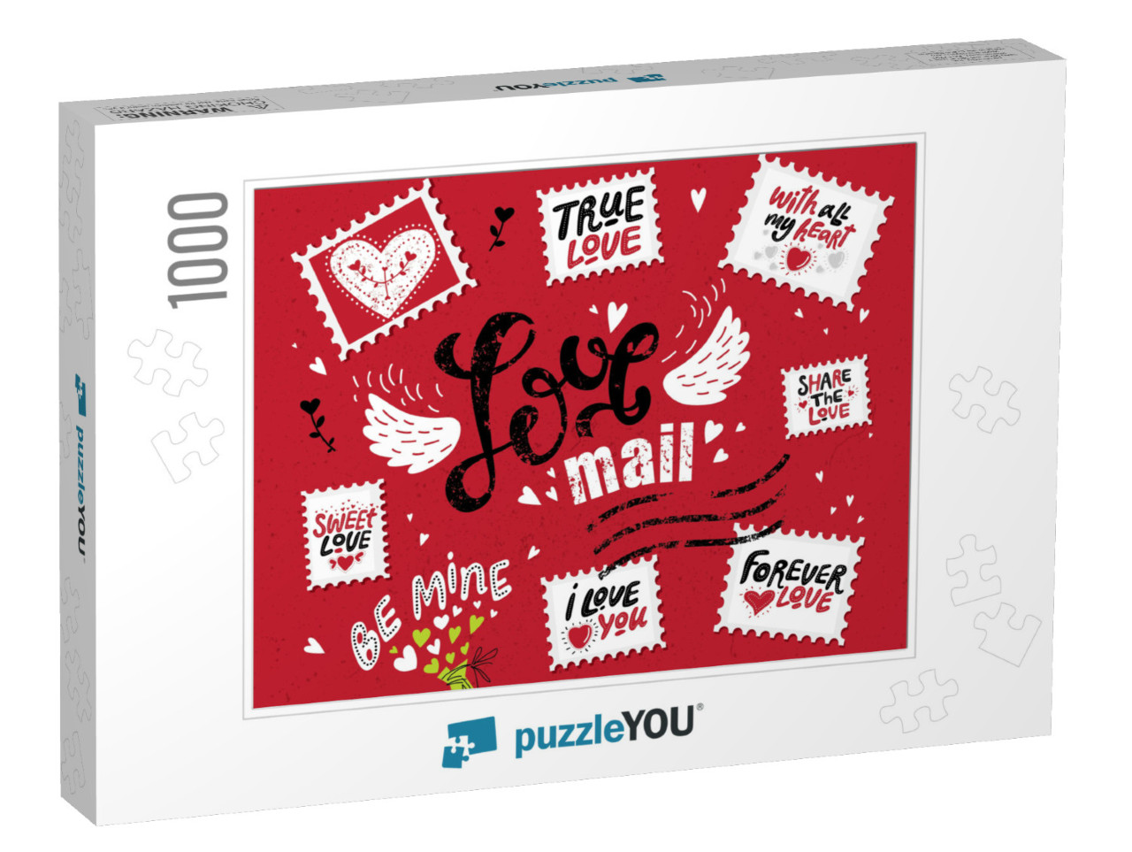 Set Love Mail, Hand-Drawn Lettering. the Inscription Love... Jigsaw Puzzle with 1000 pieces