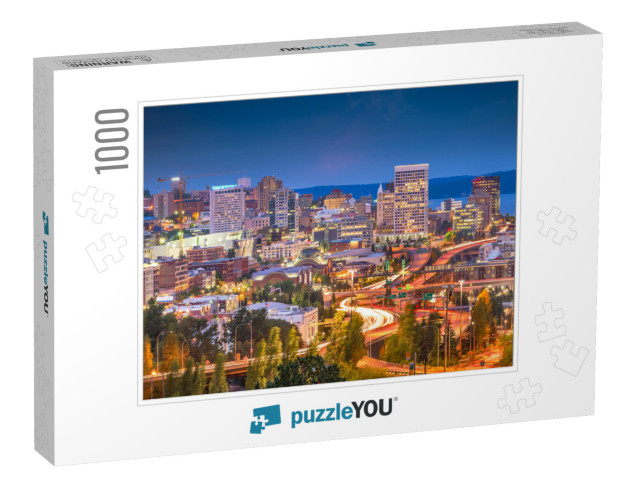 Tacoma, Washington, USA Skyline At Night... Jigsaw Puzzle with 1000 pieces