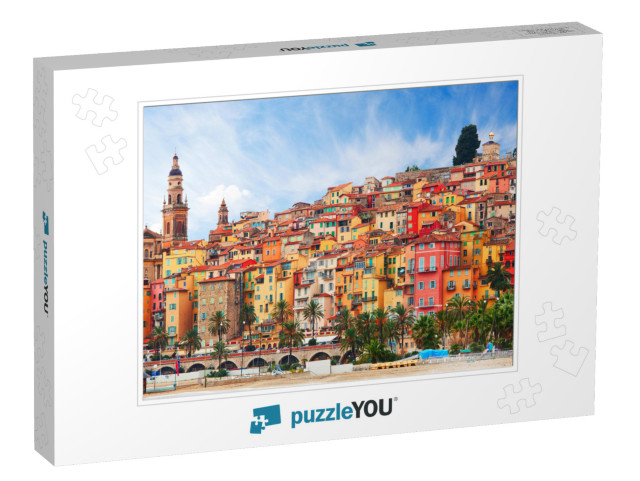 View on Old Part of Menton, Provence-Alpes-Cote Dazur, Fr... Jigsaw Puzzle