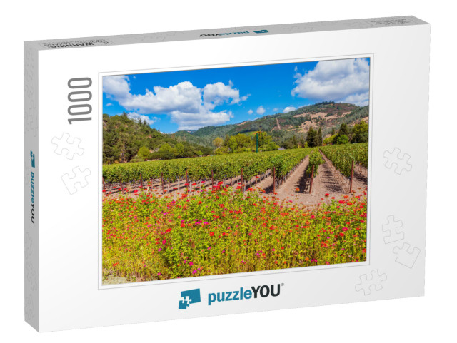 Wild Flowers Along Vineyards in Napa Valley California US... Jigsaw Puzzle with 1000 pieces