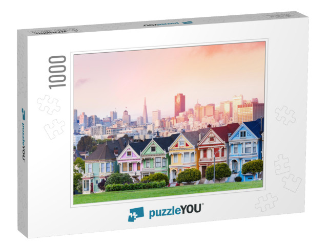 Evening Skyline of San Francisco, Painted Ladies... Jigsaw Puzzle with 1000 pieces