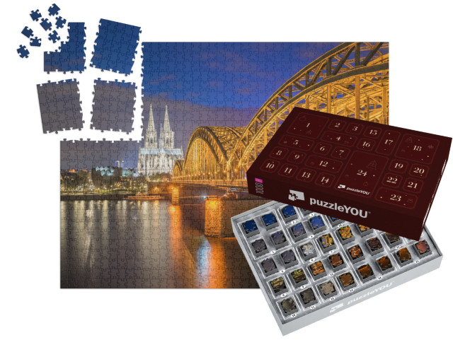 Night View of Cologne Cathedral in Cologne, Germany... | Jigsaw Puzzle Advent Calendar