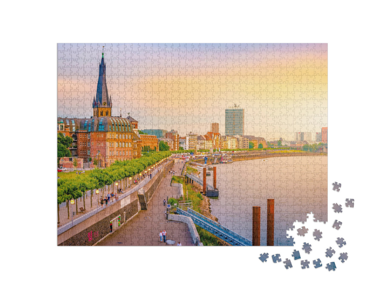 A View At the City Skyline Central Dusseldorf from the Rh... Jigsaw Puzzle with 1000 pieces