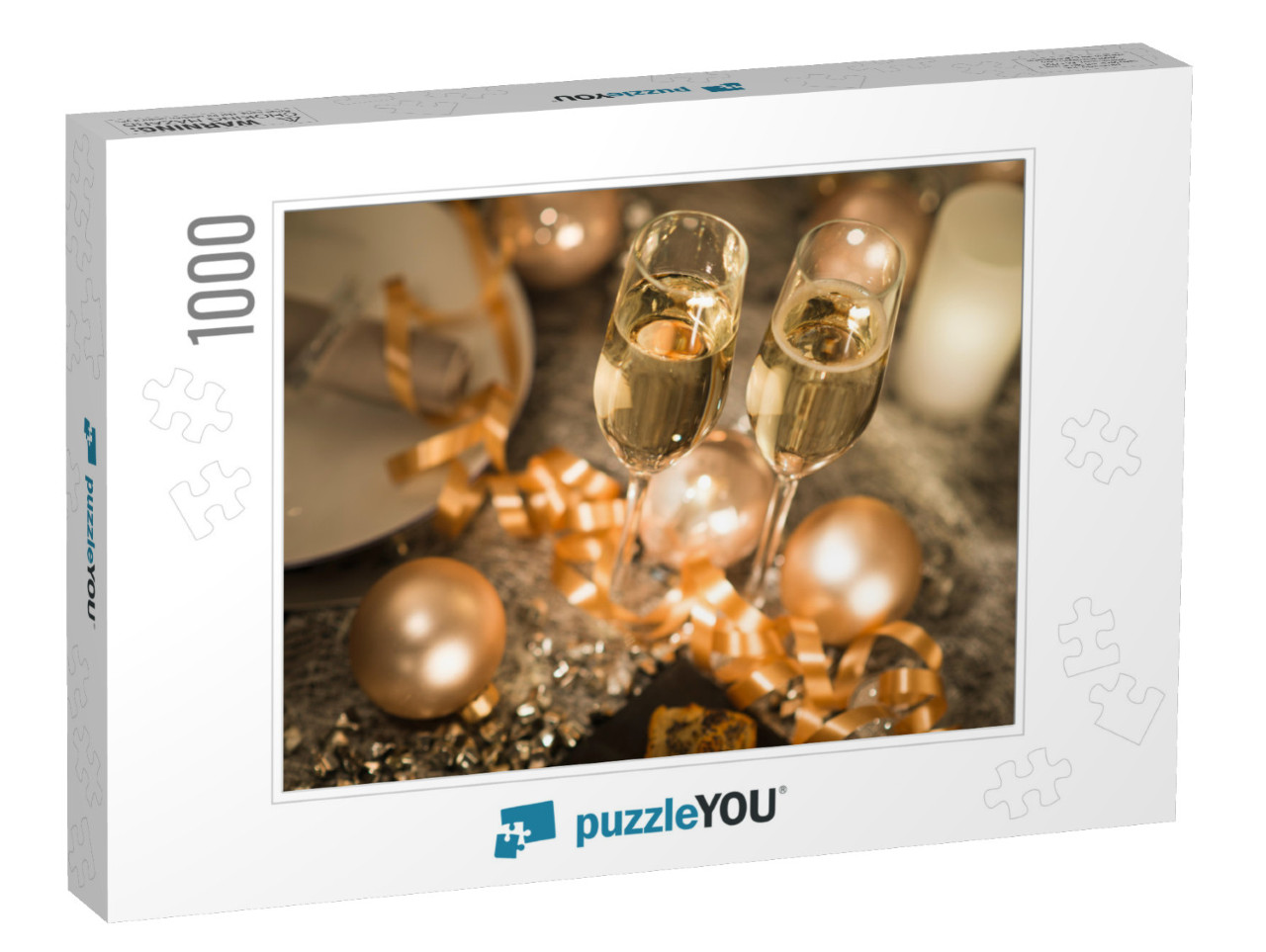 New Years Eve Party Table with Champagne Flute Rib... Jigsaw Puzzle with 1000 pieces