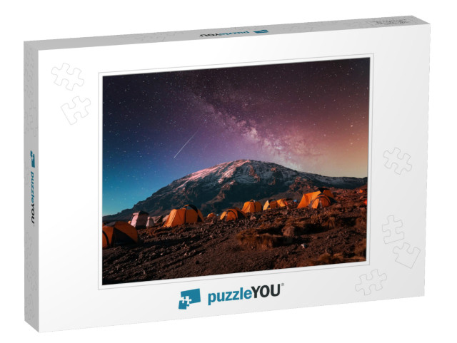 Beautiful View of the Milky Way Over Mount Kilimanjaro, T... Jigsaw Puzzle