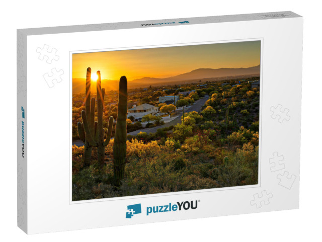 Houses Between Saguaros in Tucson Arizona... Jigsaw Puzzle