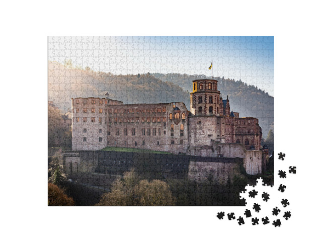 Heidelberg Castle At Sunset, Sunrise, Germany... Jigsaw Puzzle with 1000 pieces