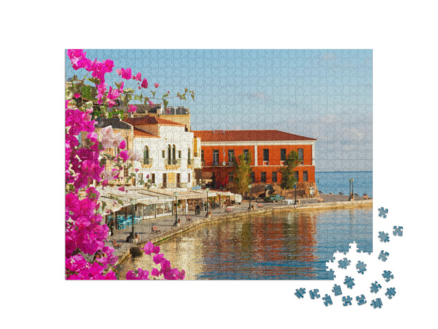 Famous Venetian Harbor Waterfront of Chania Old Town, Cre... Jigsaw Puzzle with 1000 pieces