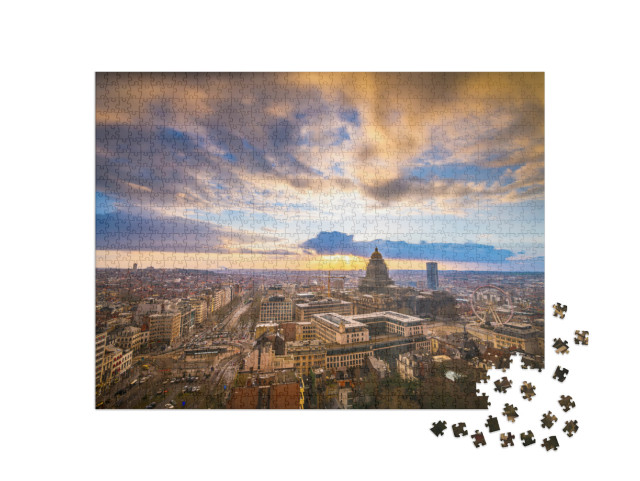 Brussels, Belgium Cityscape At Palais De Justice During D... Jigsaw Puzzle with 1000 pieces