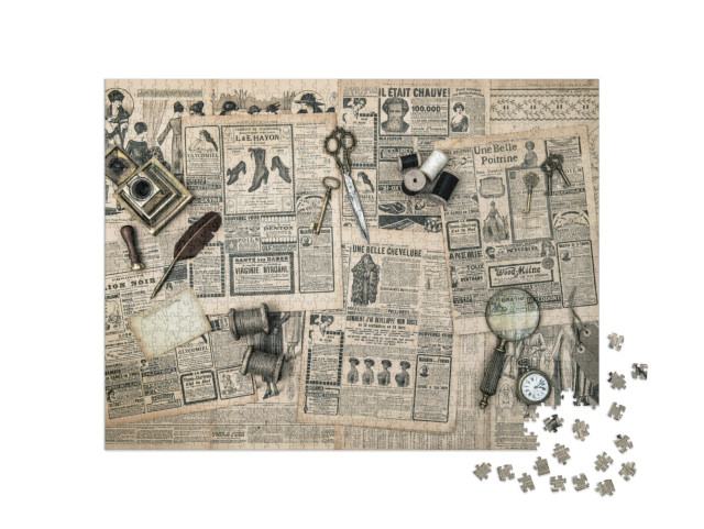 Antique Accessories, Sewing & Writing Tools, Vintage Fash... Jigsaw Puzzle with 1000 pieces